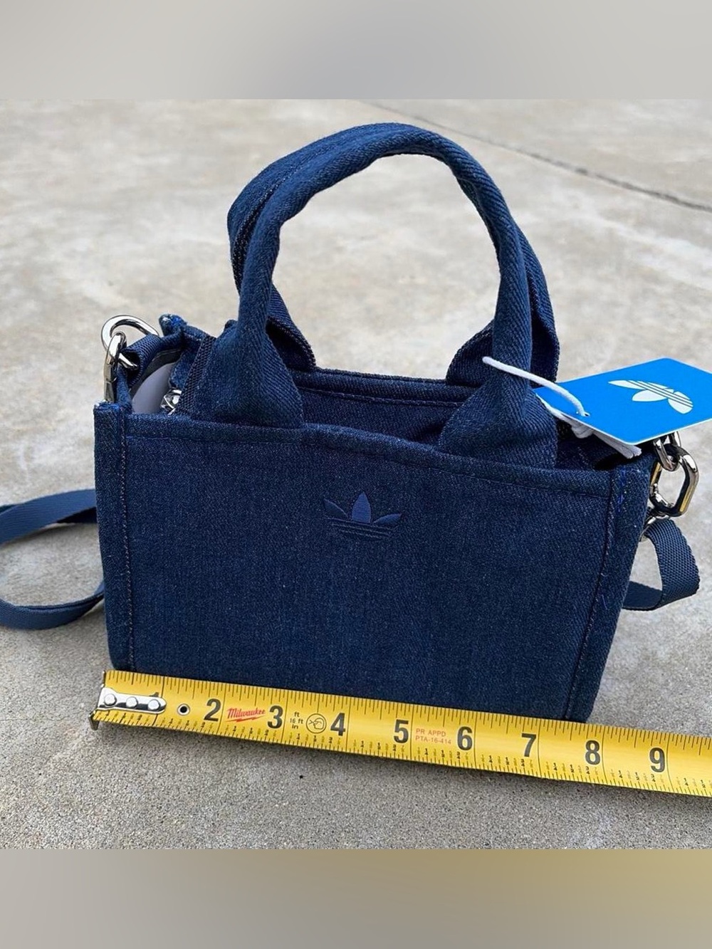 NWT adidas Denim Micro Mini Crossbody Tote Bag Medium Blue Denim KL3574